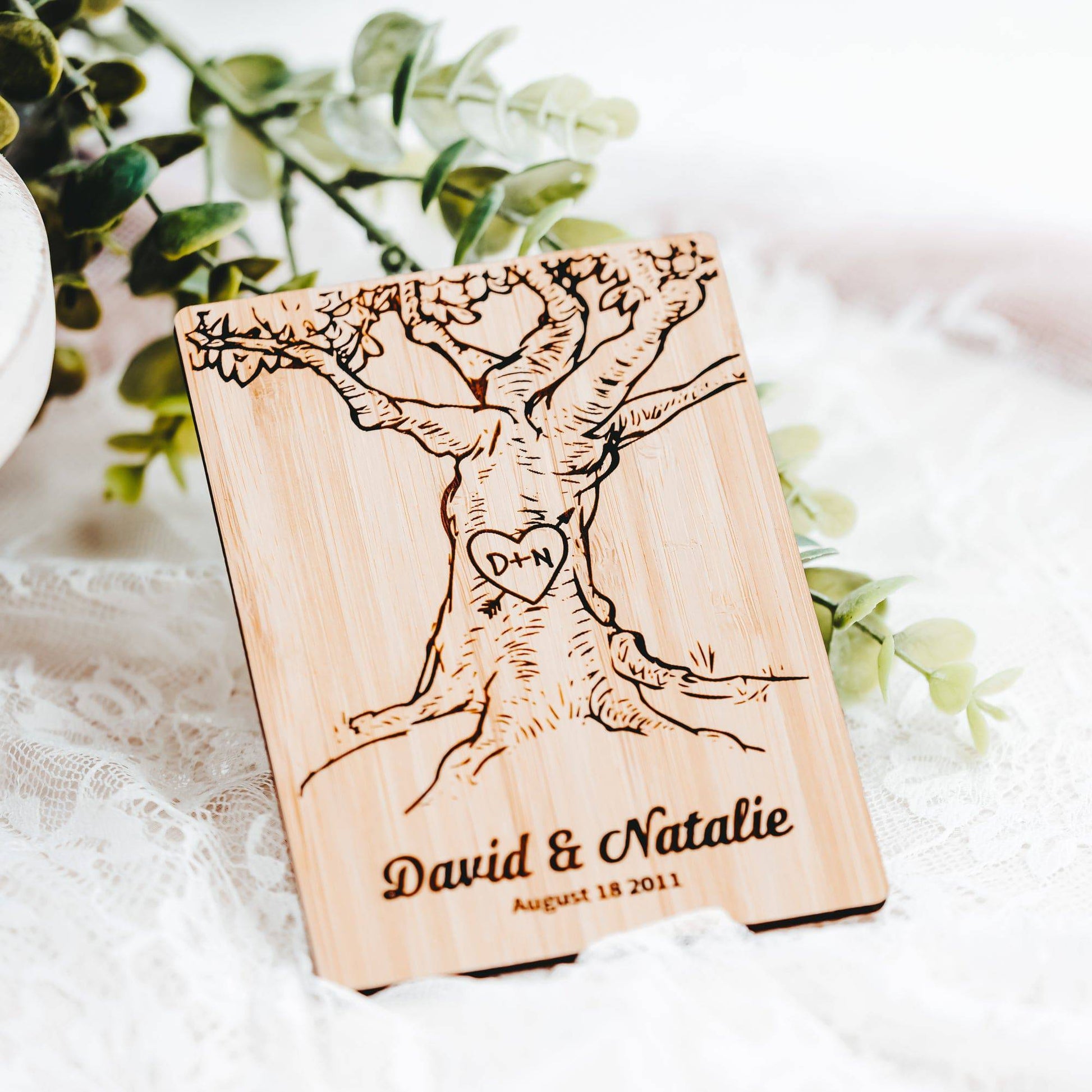 Celebrate with a Personalized Initials Carved Wood Anniversary Card - Willow and Mist Gifts