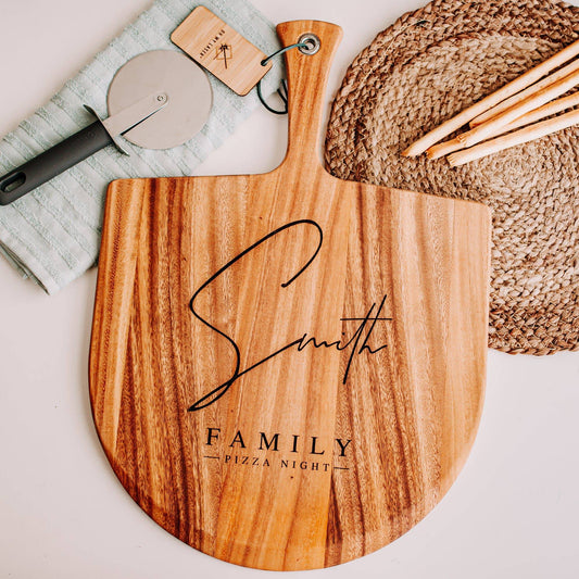 Personalized Family Name Pizza Peel for Memorable Pizza Nights - Willow and Mist Gifts