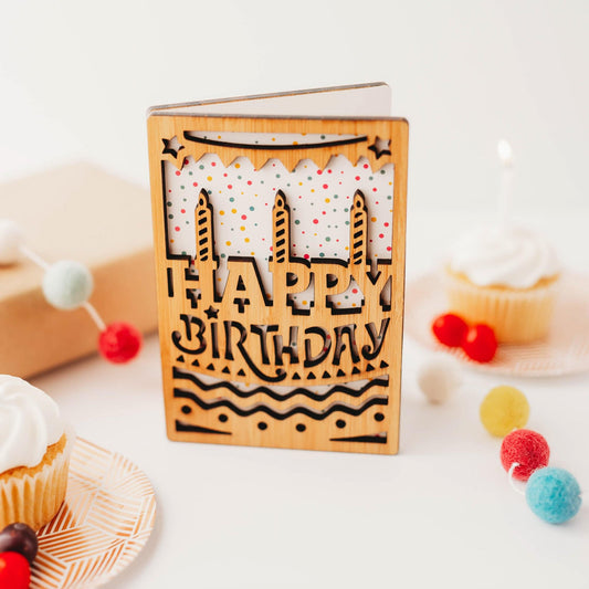 Happy Birthday Cake Card - Charming Birthday Greeting Card - Willow and Mist Gifts