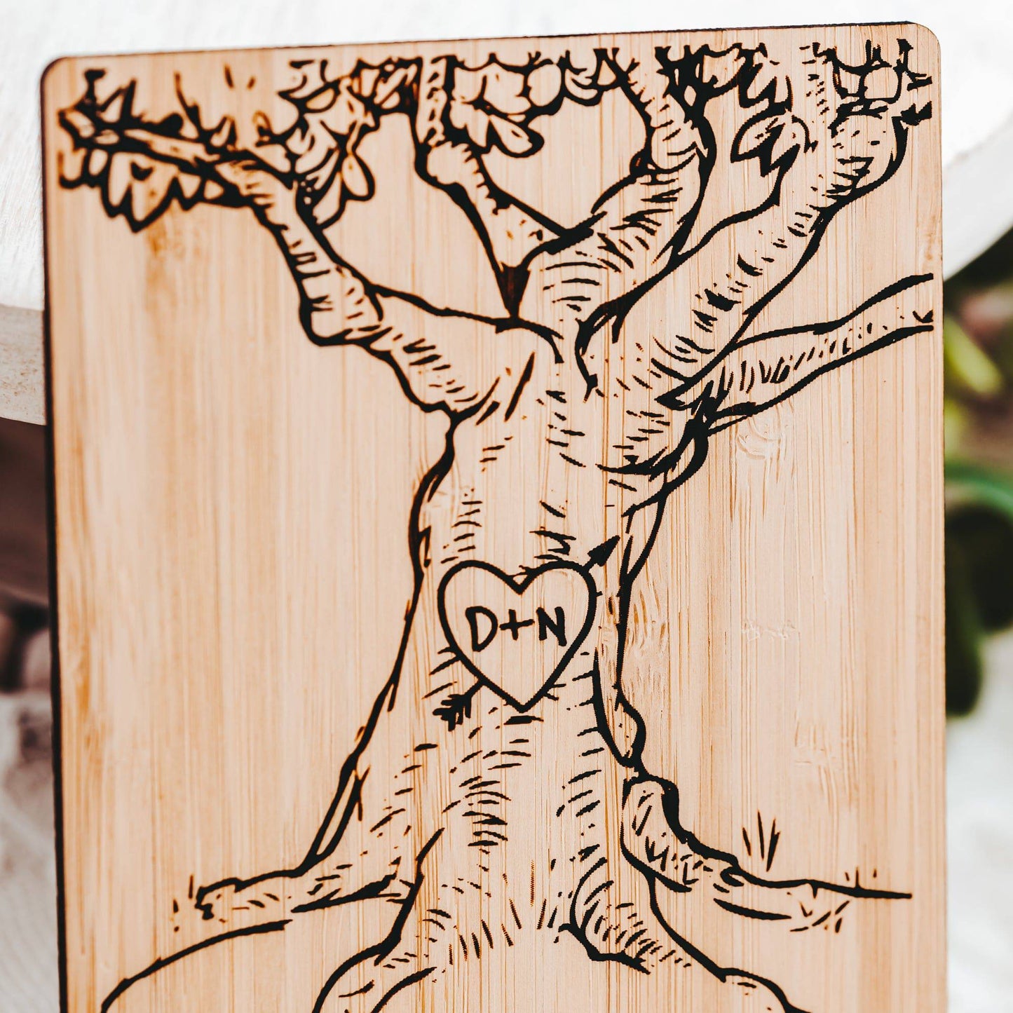 Celebrate with a Personalized Initials Carved Wood Anniversary Card - Willow and Mist Gifts