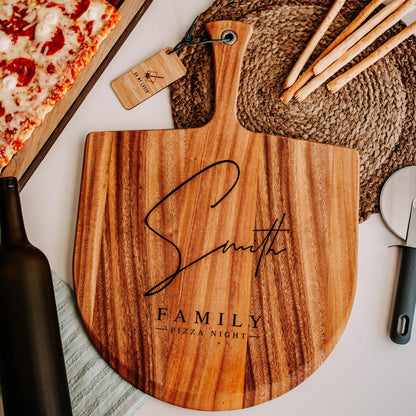 Personalized Family Name Pizza Peel for Memorable Pizza Nights - Willow and Mist Gifts