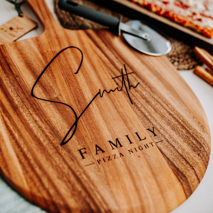 Personalized Family Name Pizza Peel for Memorable Pizza Nights - Willow and Mist Gifts