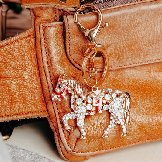 Rhinestone Horse Keychain - Sparkling Accessory for Horse Lovers - Willow and Mist Gifts