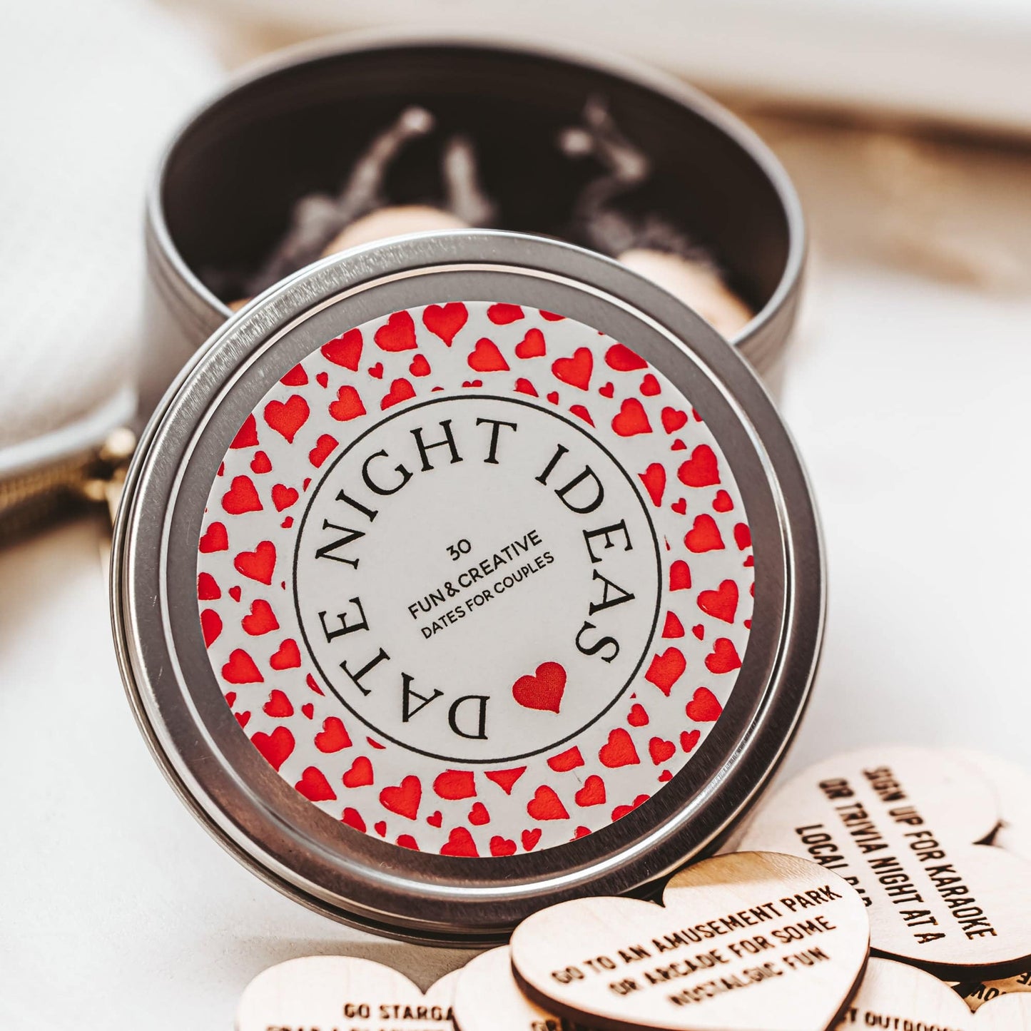 Unique Tin of 30 Date Night Ideas for Couples - Willow and Mist Gifts