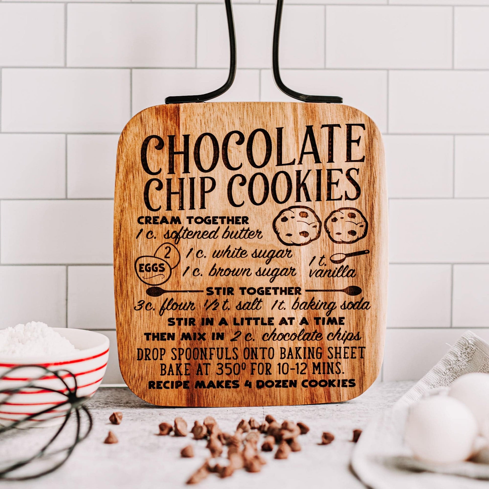 Engraved Chocolate Chip Cookies Recipe Cutting Board - Willow and Mist Gifts