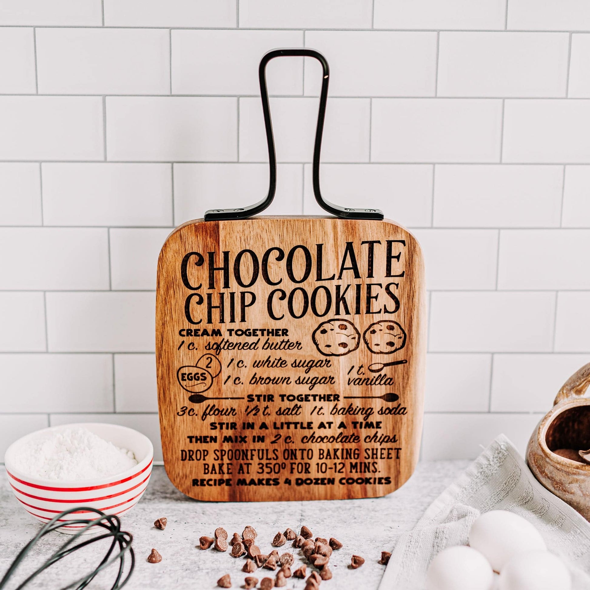 Engraved Chocolate Chip Cookies Recipe Cutting Board - Willow and Mist Gifts