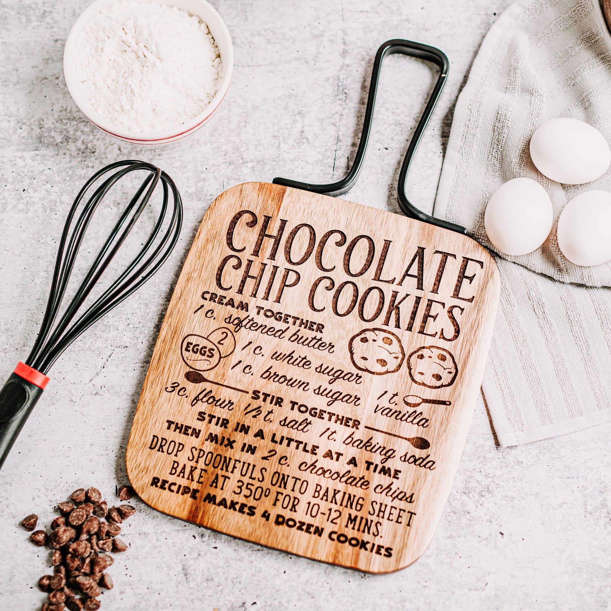 Engraved Chocolate Chip Cookies Recipe Cutting Board - Willow and Mist Gifts